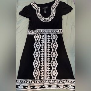 INC International Concepts Petite Black Embroidered Boho Dress P